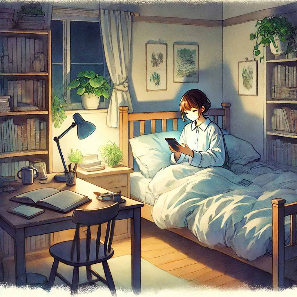 ベッドですまほ 中学生女子