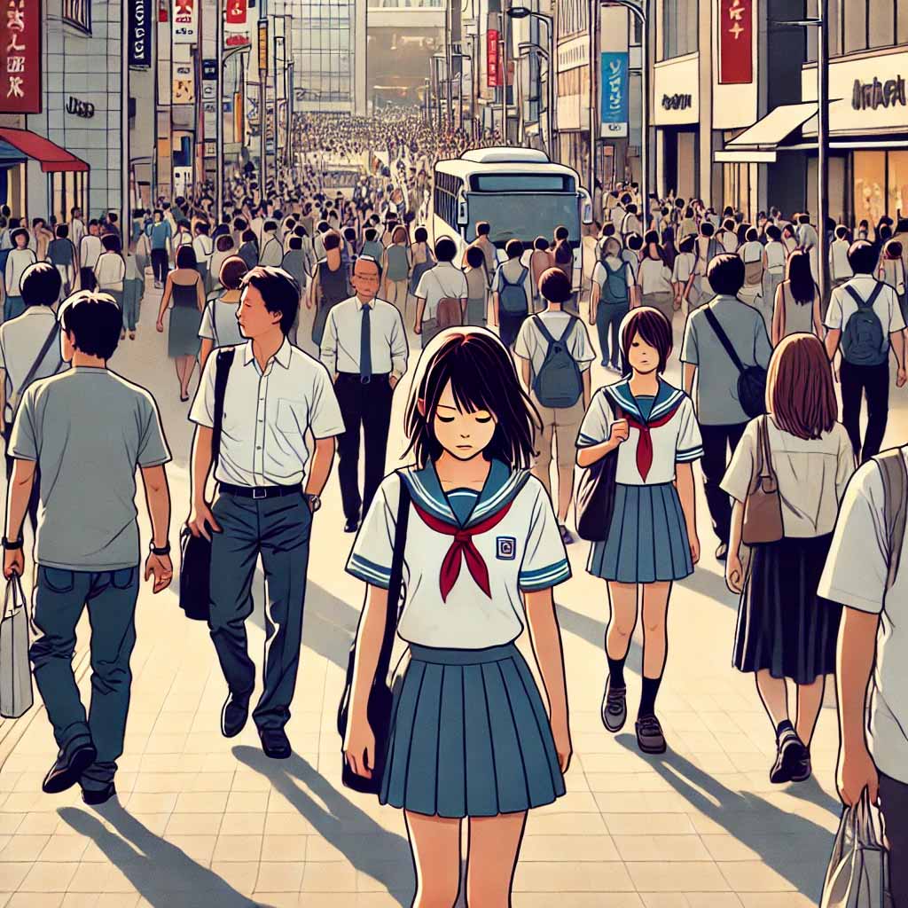 街中で一人