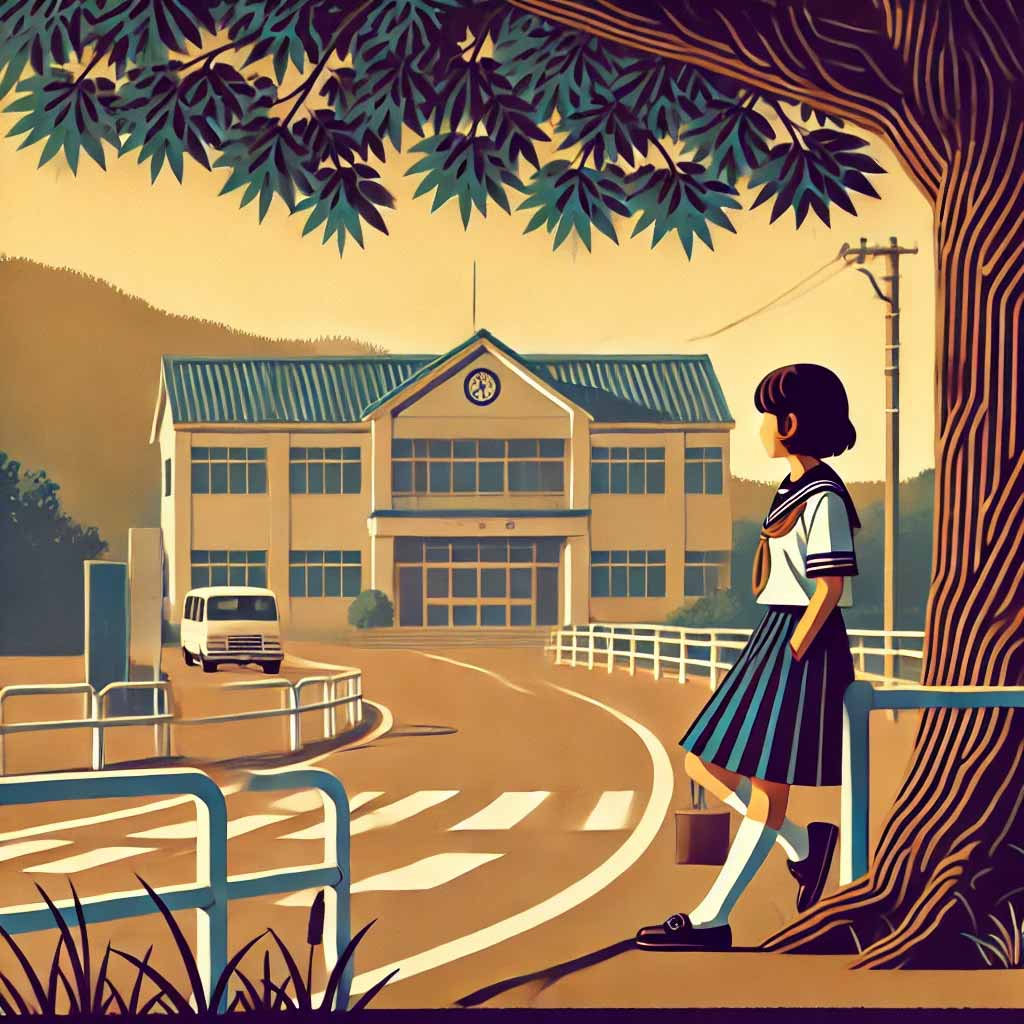 友達を待っている中学生女子