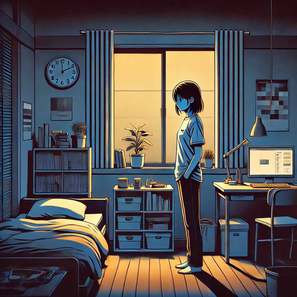 暗い部屋に一人