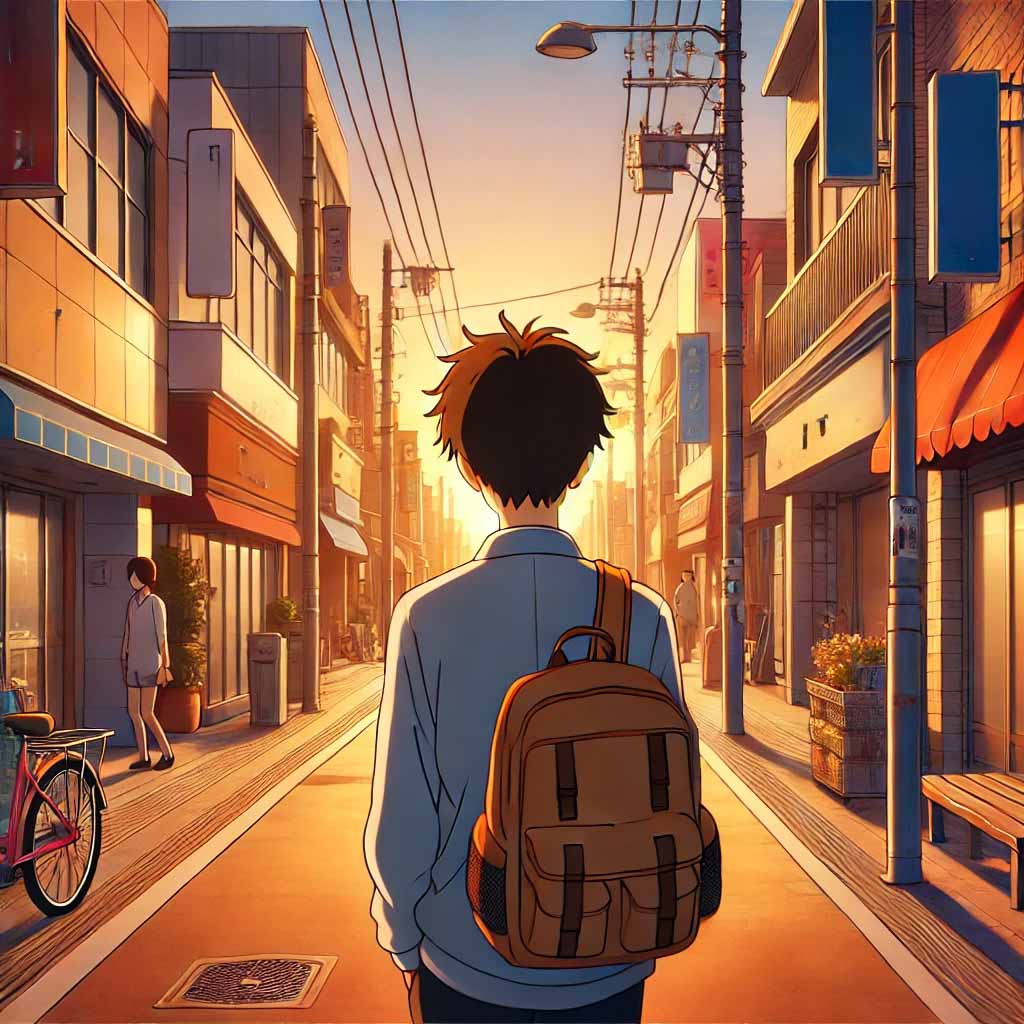 一人で帰る中学生男子