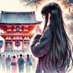 初詣に来ている女子中学生