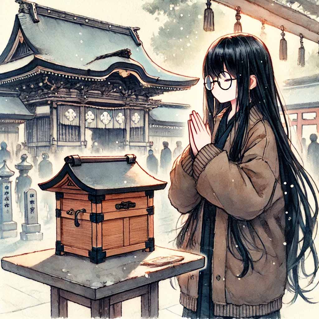 お祈りしている女子中学生