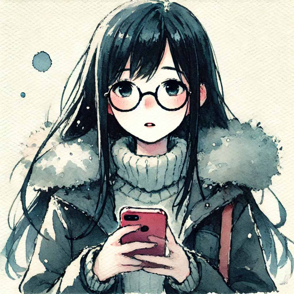 スマホで初詣の女子中学生
