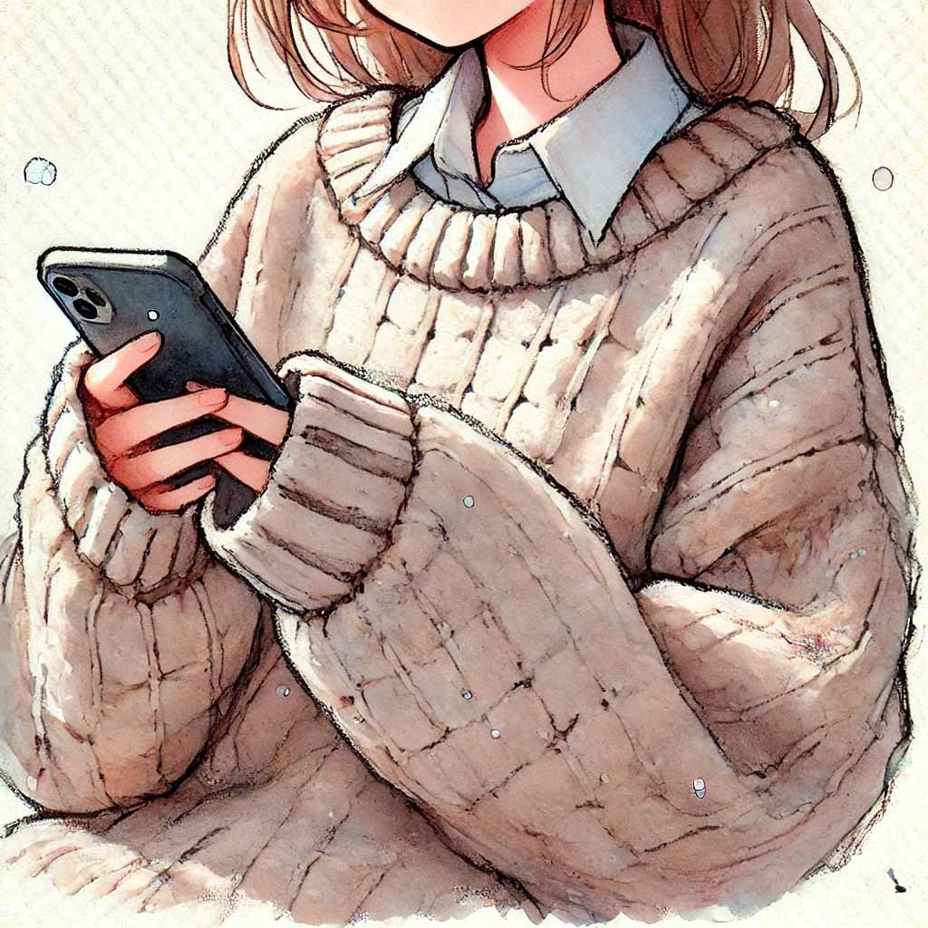 スマホを使っている中学生女子