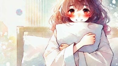 枕を抱きしめている女性