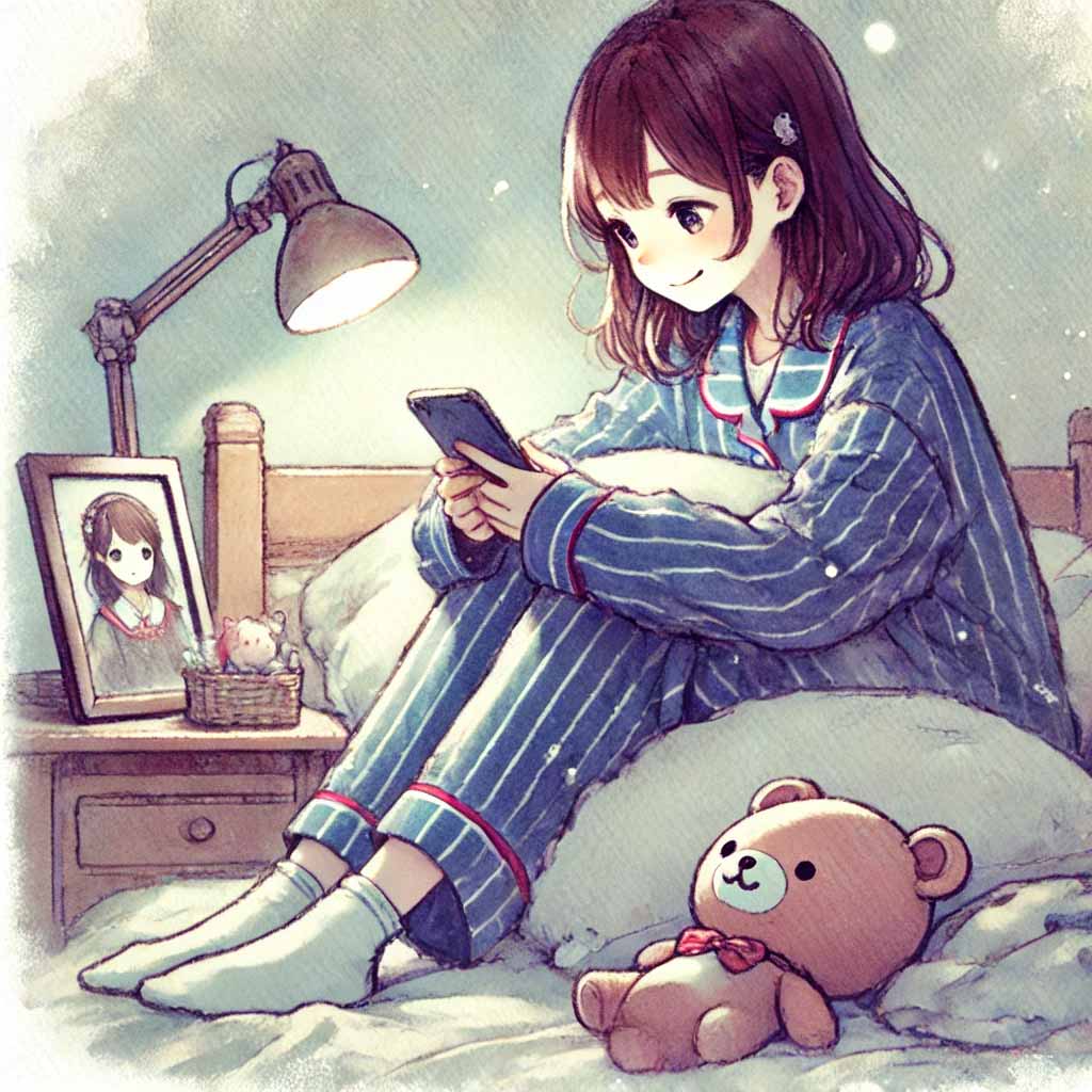 夢見の準備をしている女子
