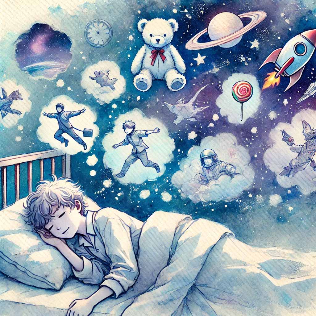色々な夢を見ている　男の子