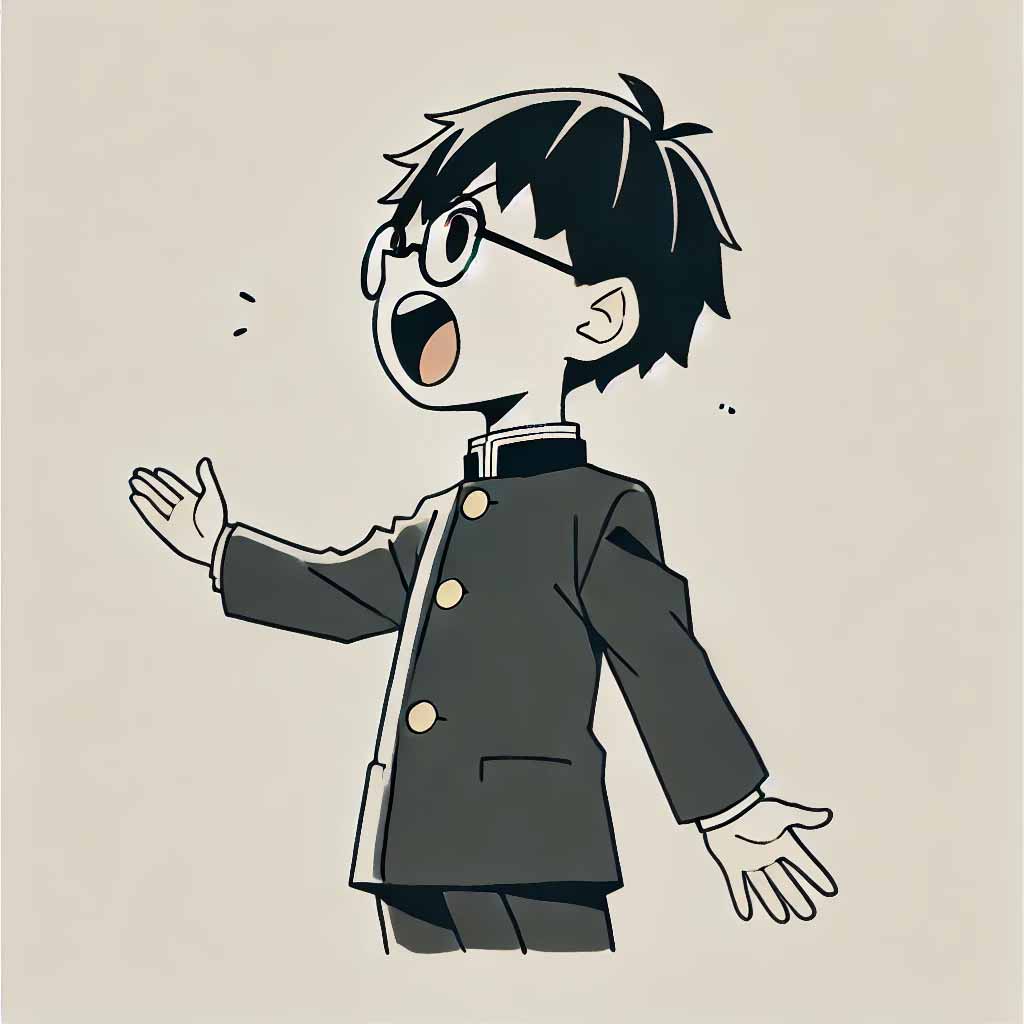 頑張って話している中学生男子