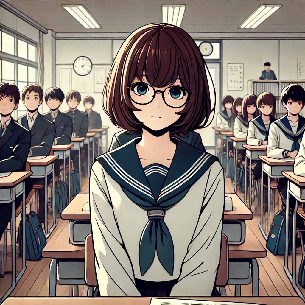 授業中の中学生女子