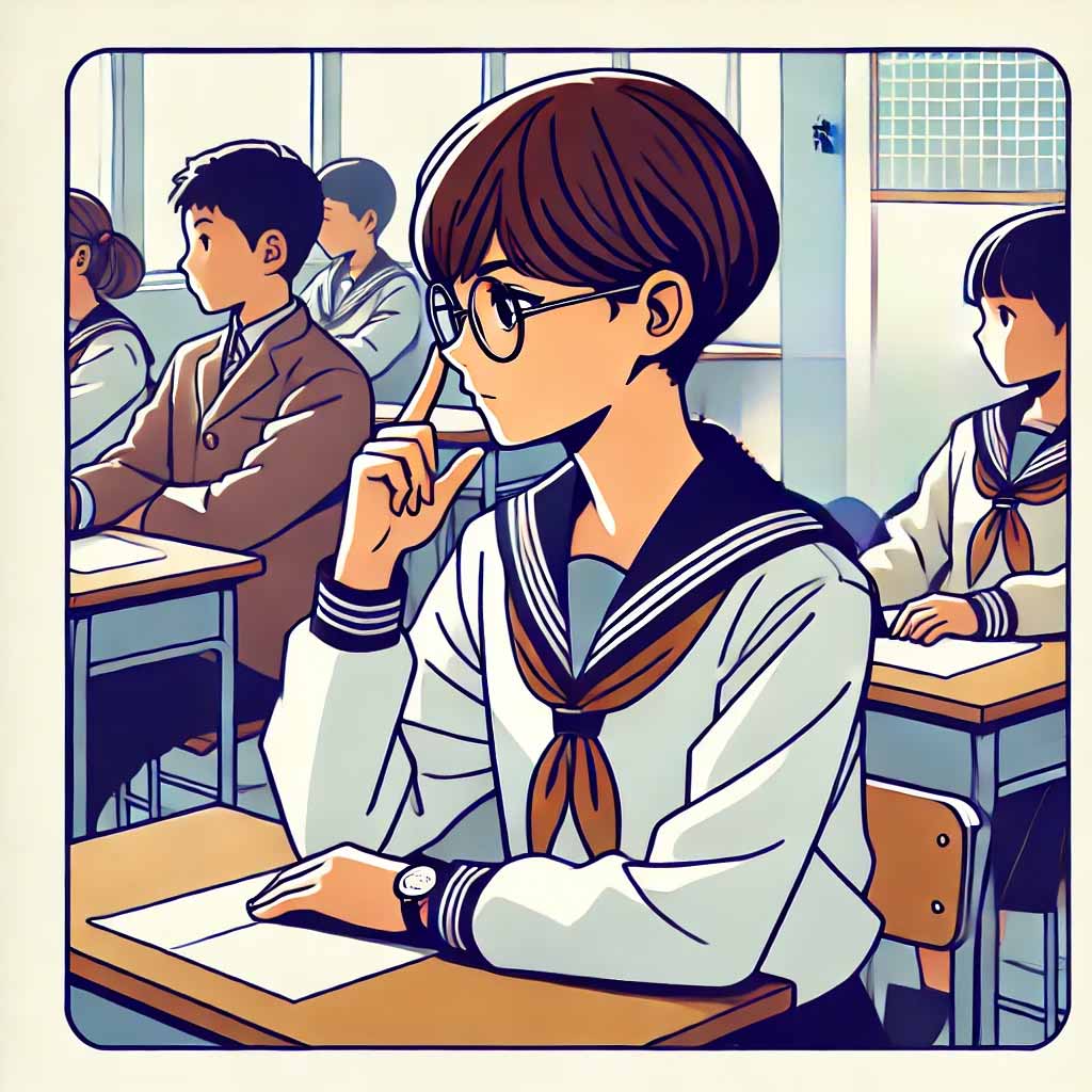 授業中の中学生女子