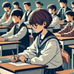 授業中の中学生女子