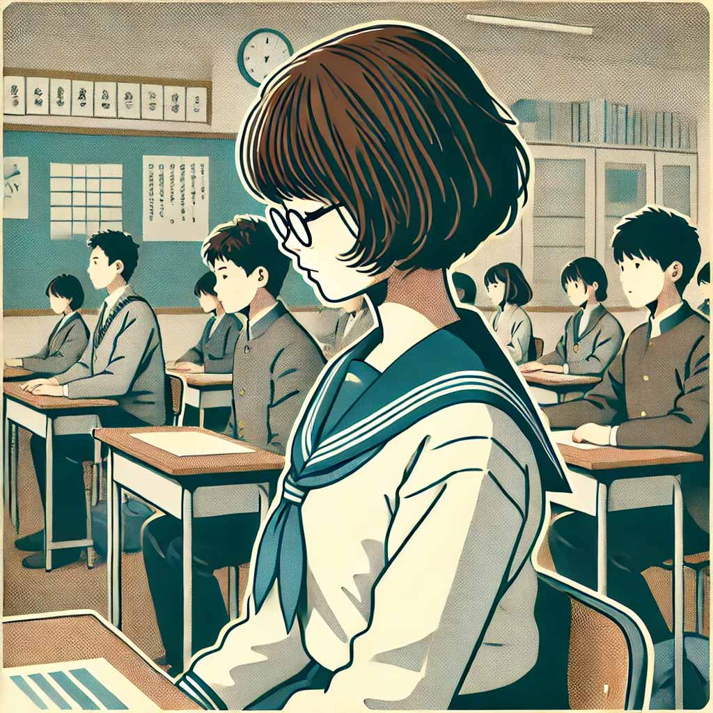 授業中中学生女子