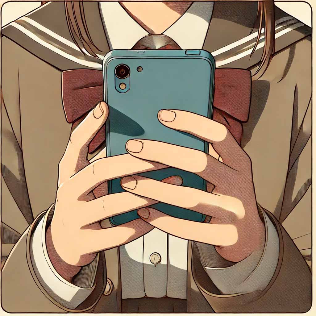 スマホを使う中学生女子
