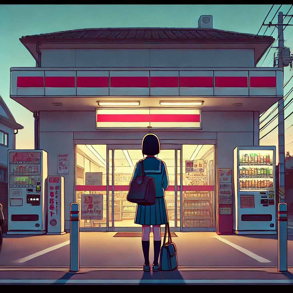 コンビニで人を探している中学生女子