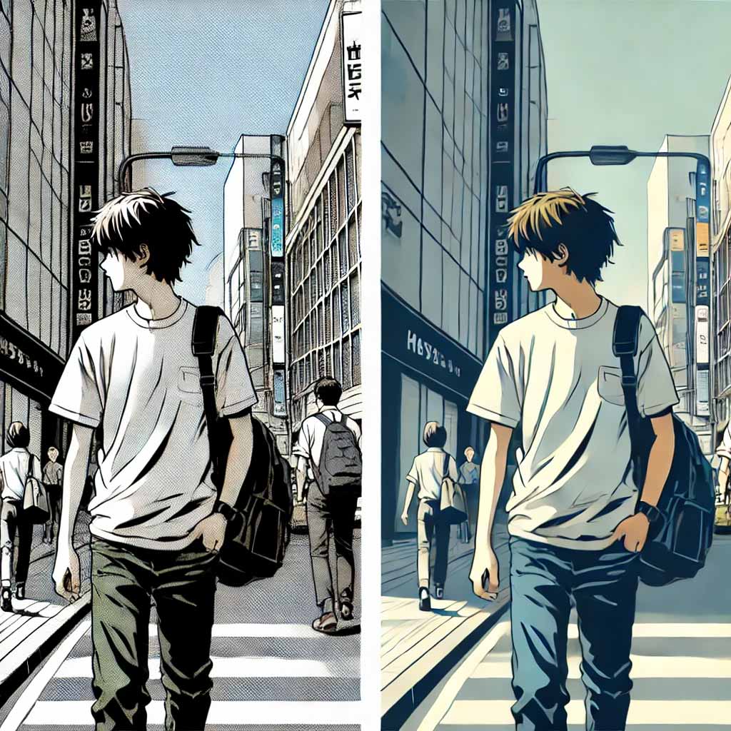 友達と離れる中学生男子