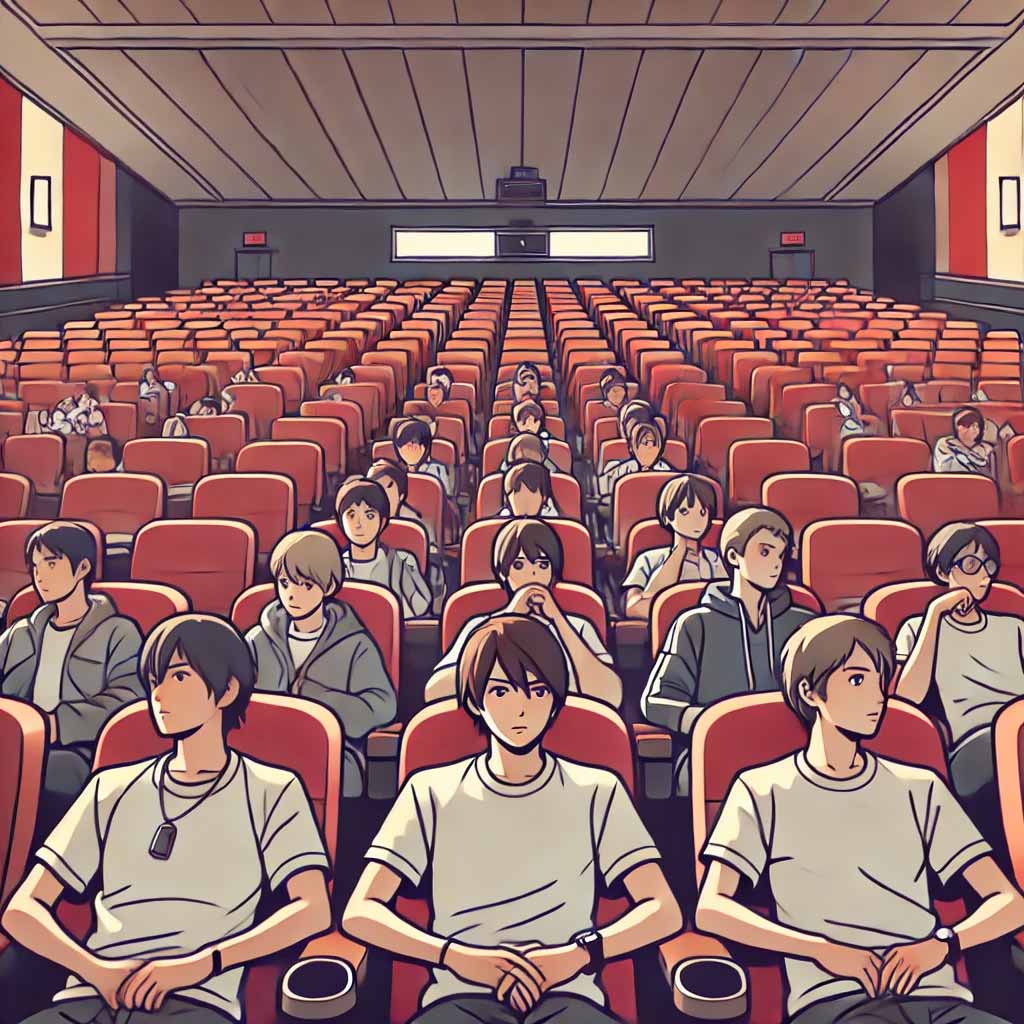 映画館にいる中学生男子