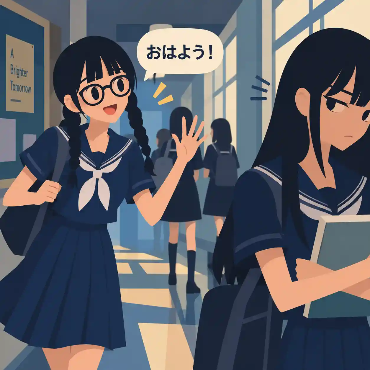 勇気を出して挨拶する女子