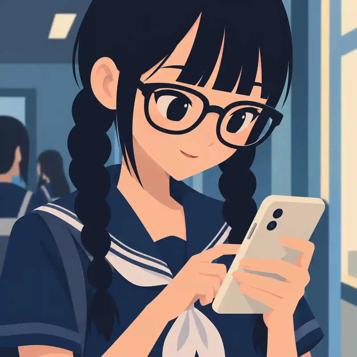 ラインをしている女子