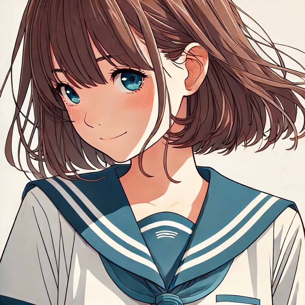 うっすら微笑む中学生女子