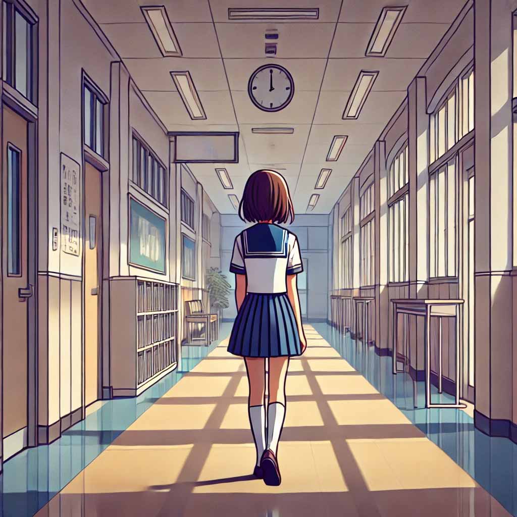 一人で歩いている中学生女子