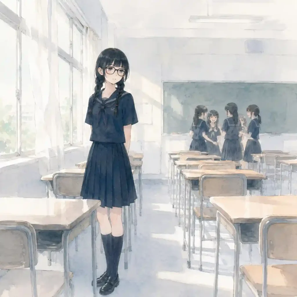 一人ポツンと離れてしまう女子