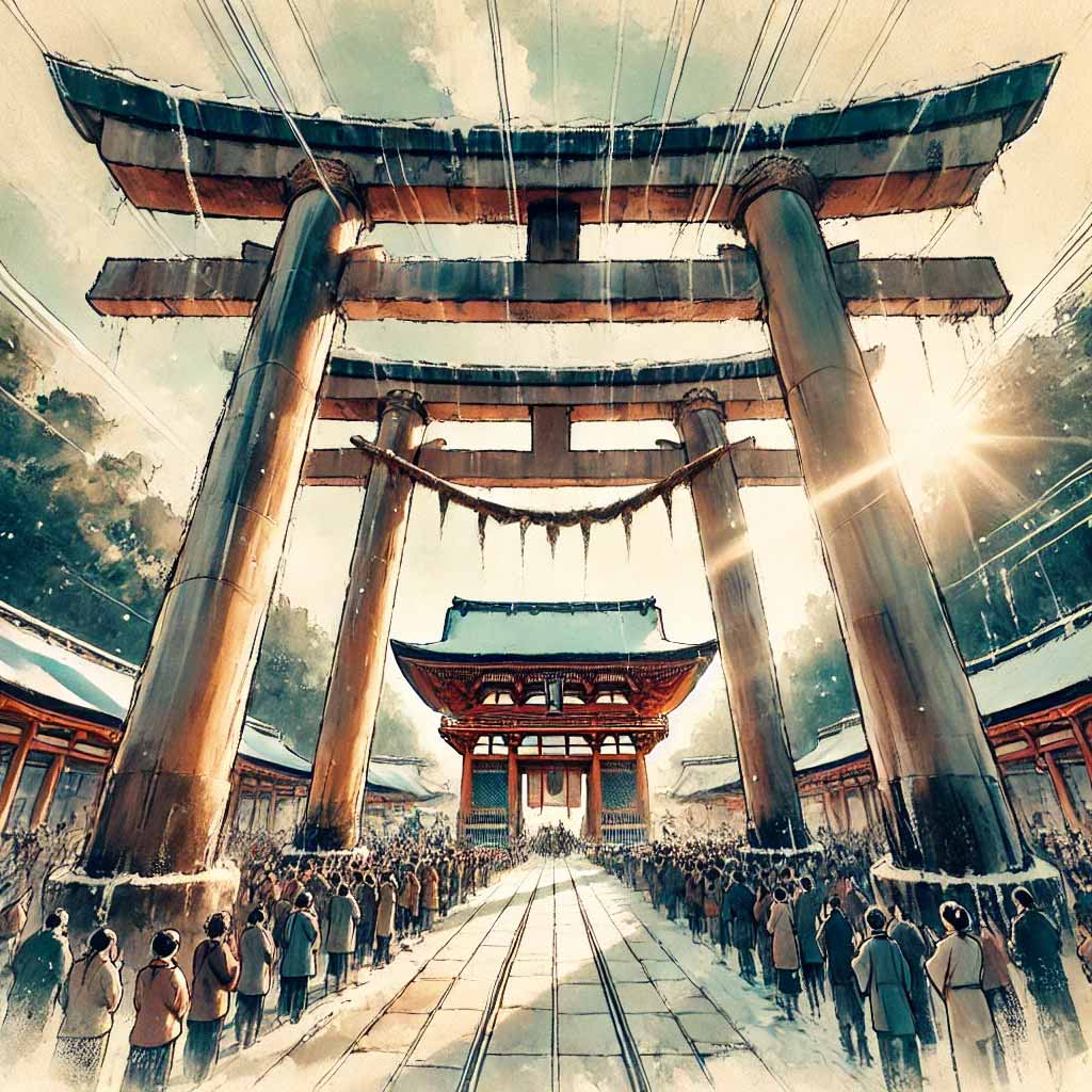 初詣 神社の鳥居