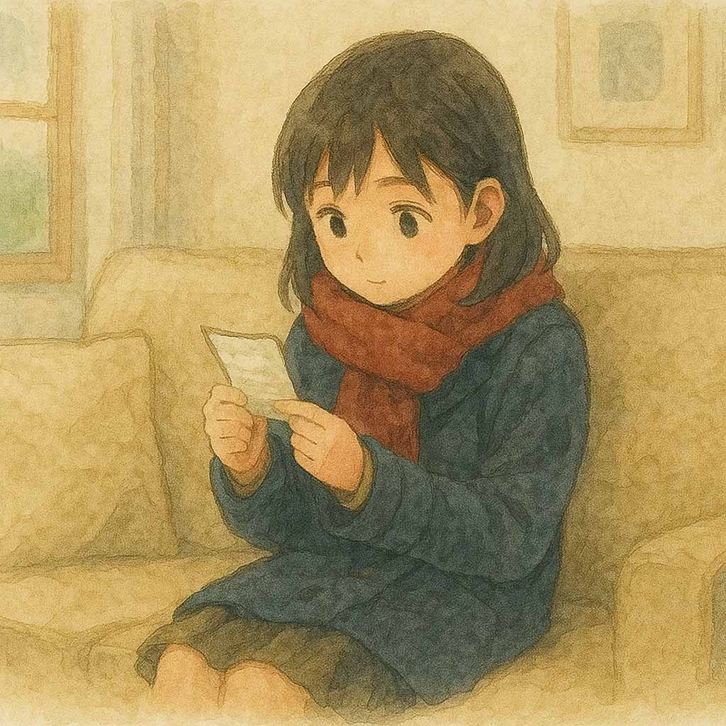 自分の部屋でおみくじを見る