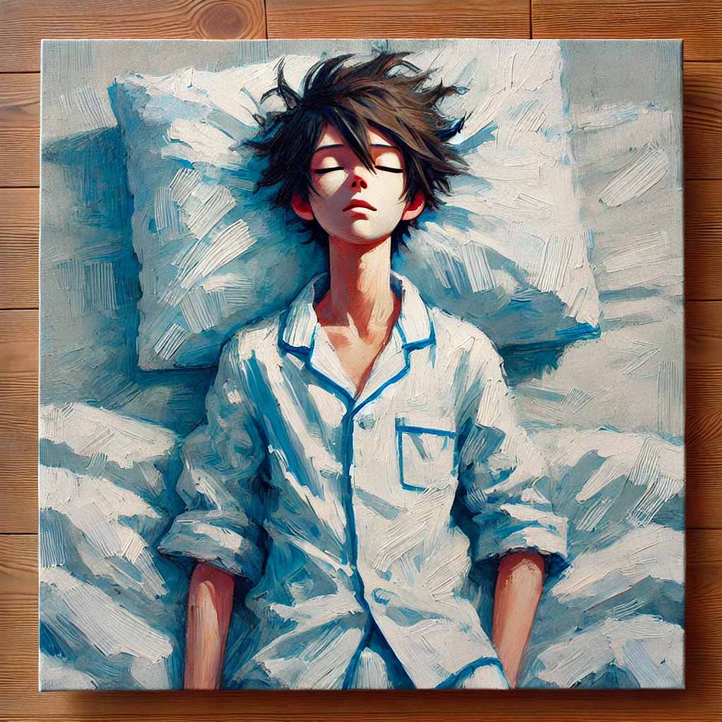 しっかり寝ている中学生男子