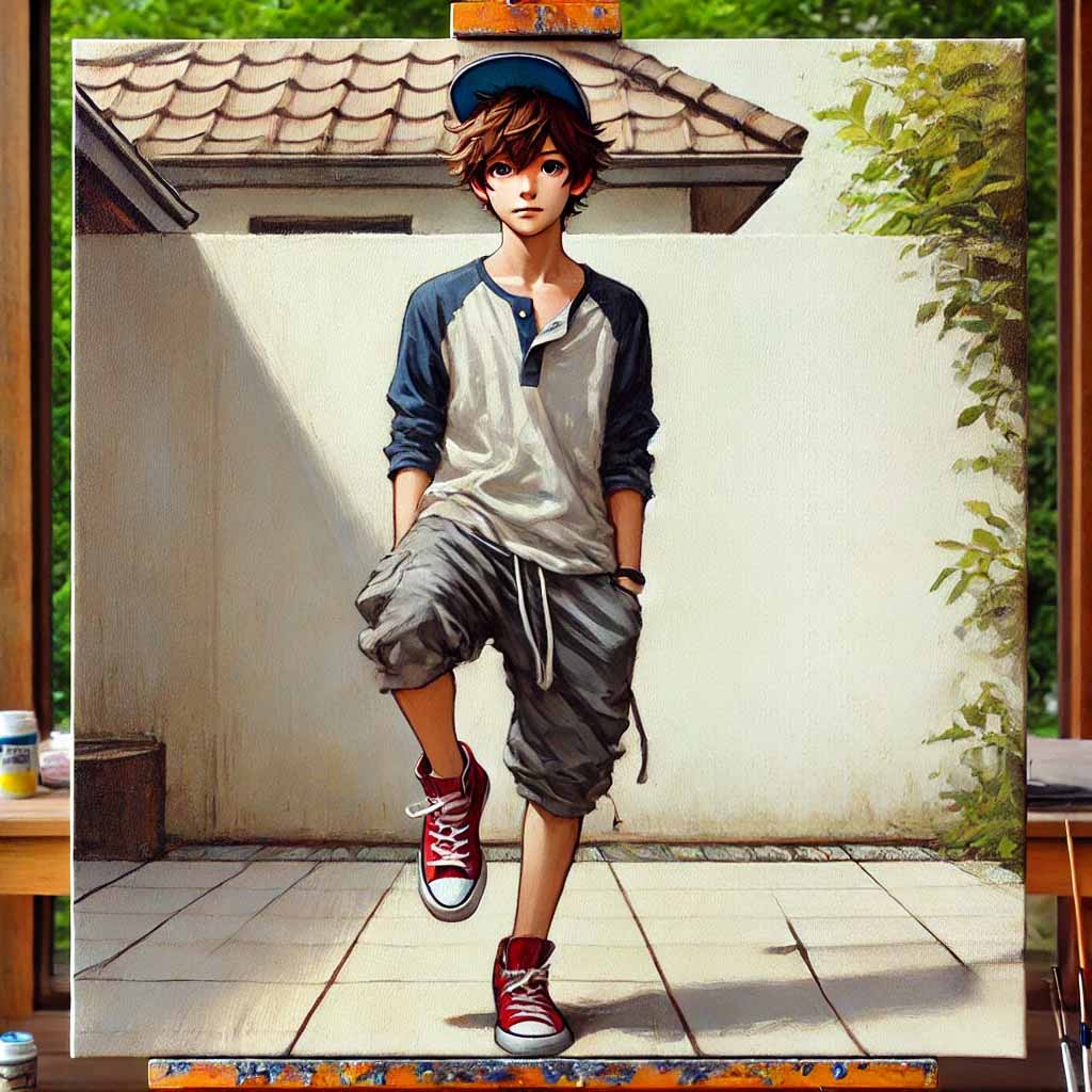 軽く体を動かす中学生男子