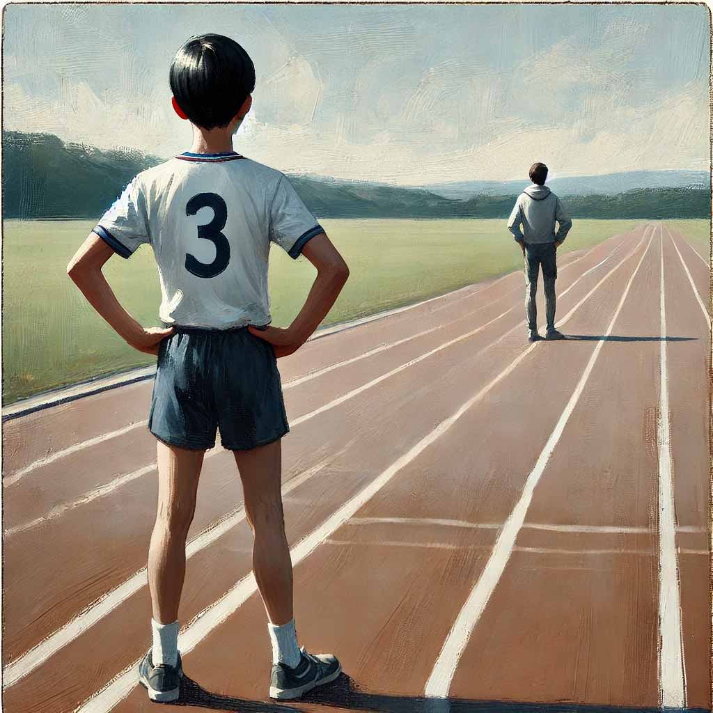 考え事している中学生男子