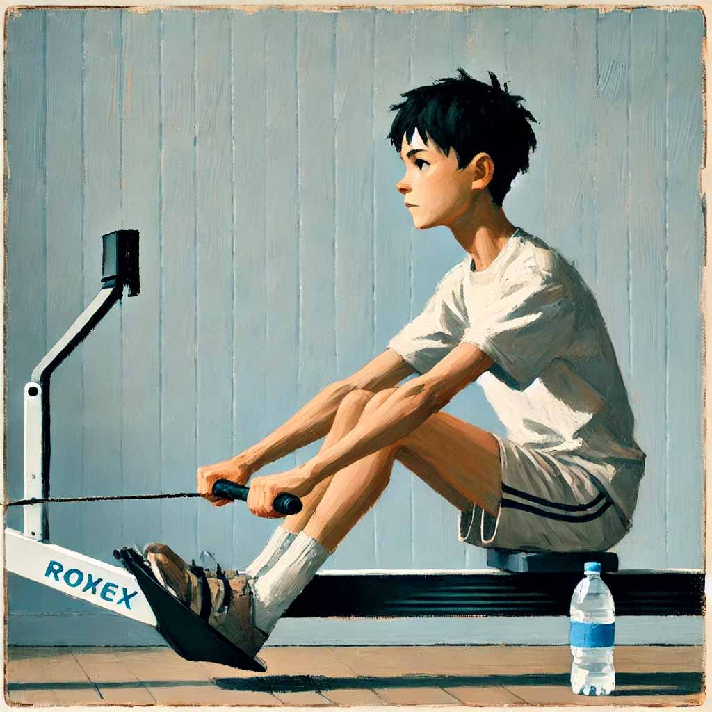ローイングする中学生男子