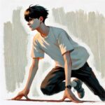 短距離の練習をしている中学生男子