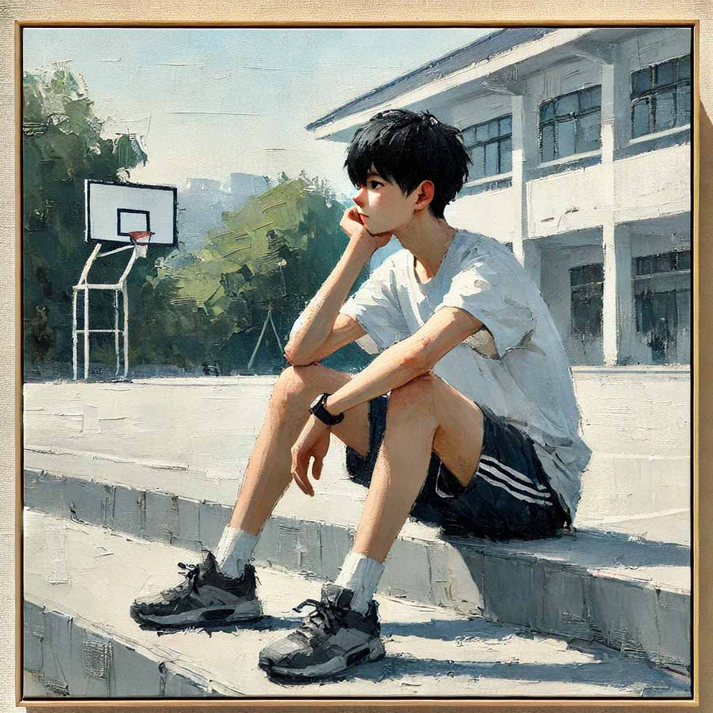 考えている中学生男子