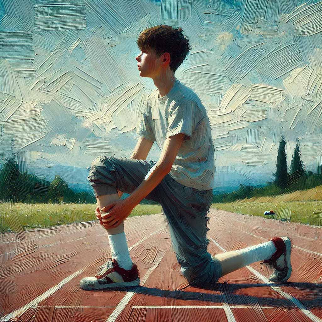 ストレッチする中学生男子