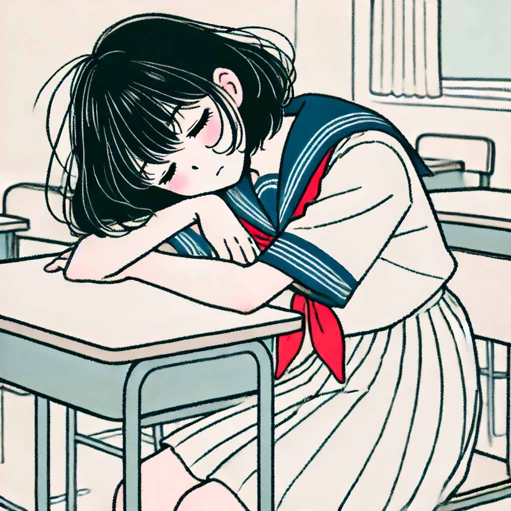 疲れている中学生女子
