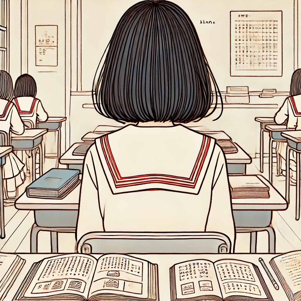 授業中の中学生女子