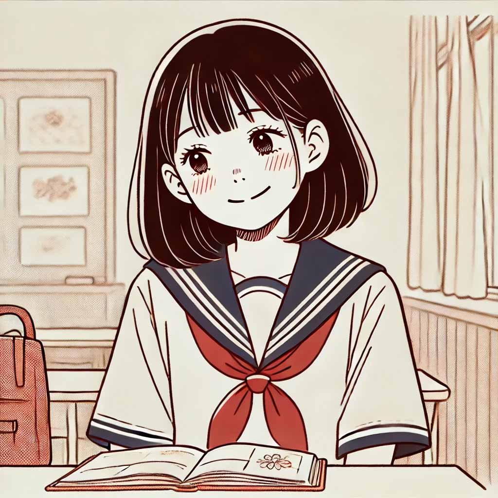 上手くいってニヤつく中学生女子