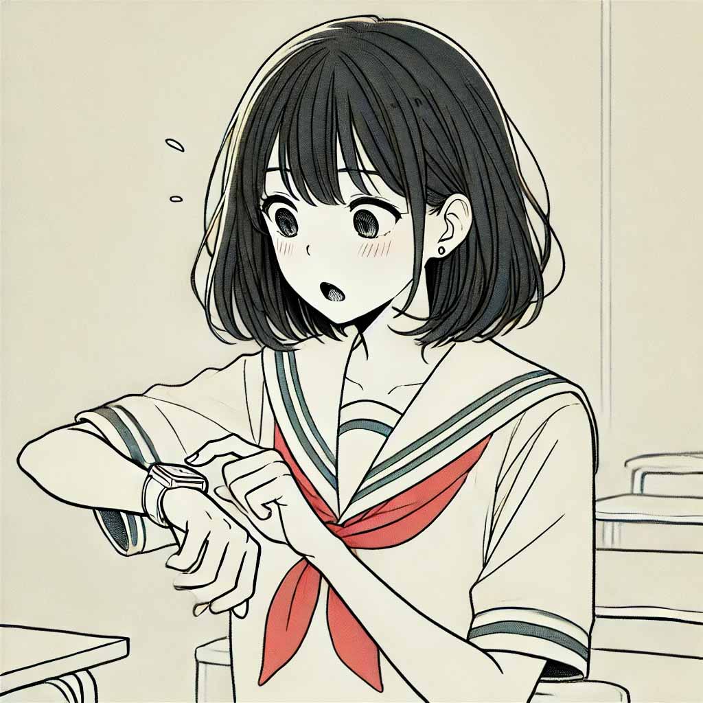 時間に追われる中学生女子