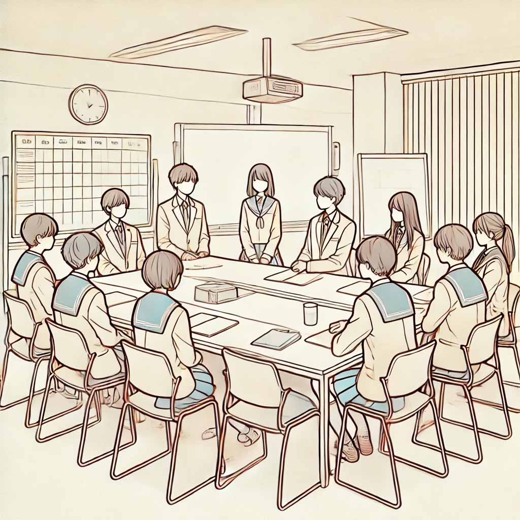 会議をしている生徒会