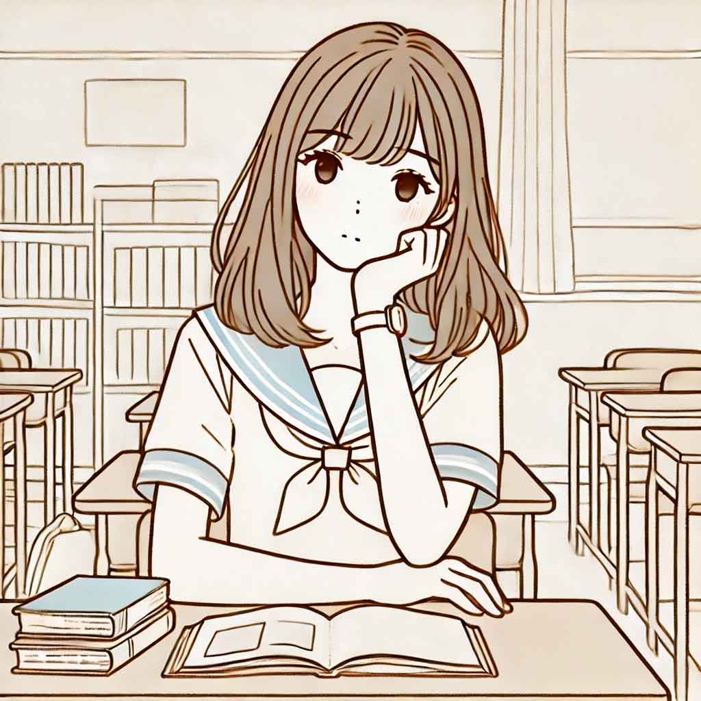 公約を考えている女子