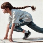 クラウチングスタートの中学生女子