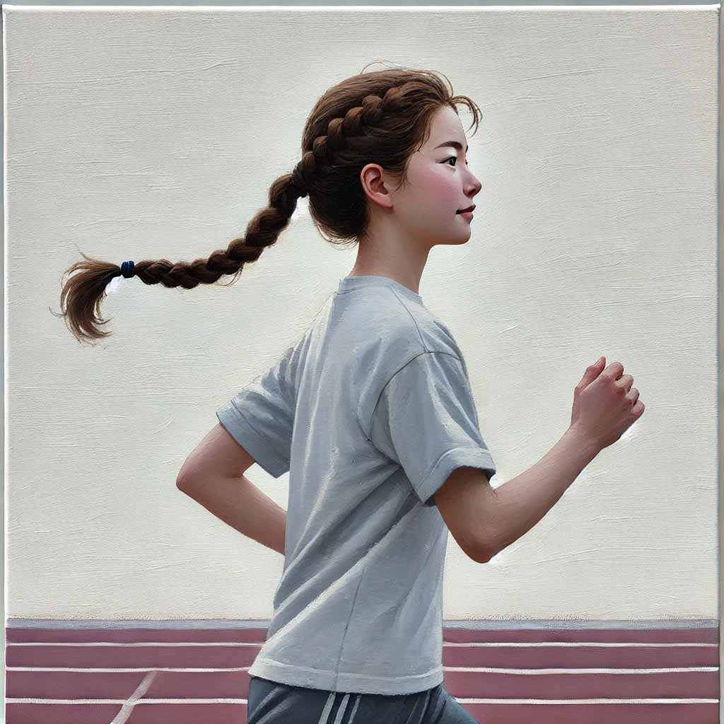 背筋を伸ばして走る中学生女子
