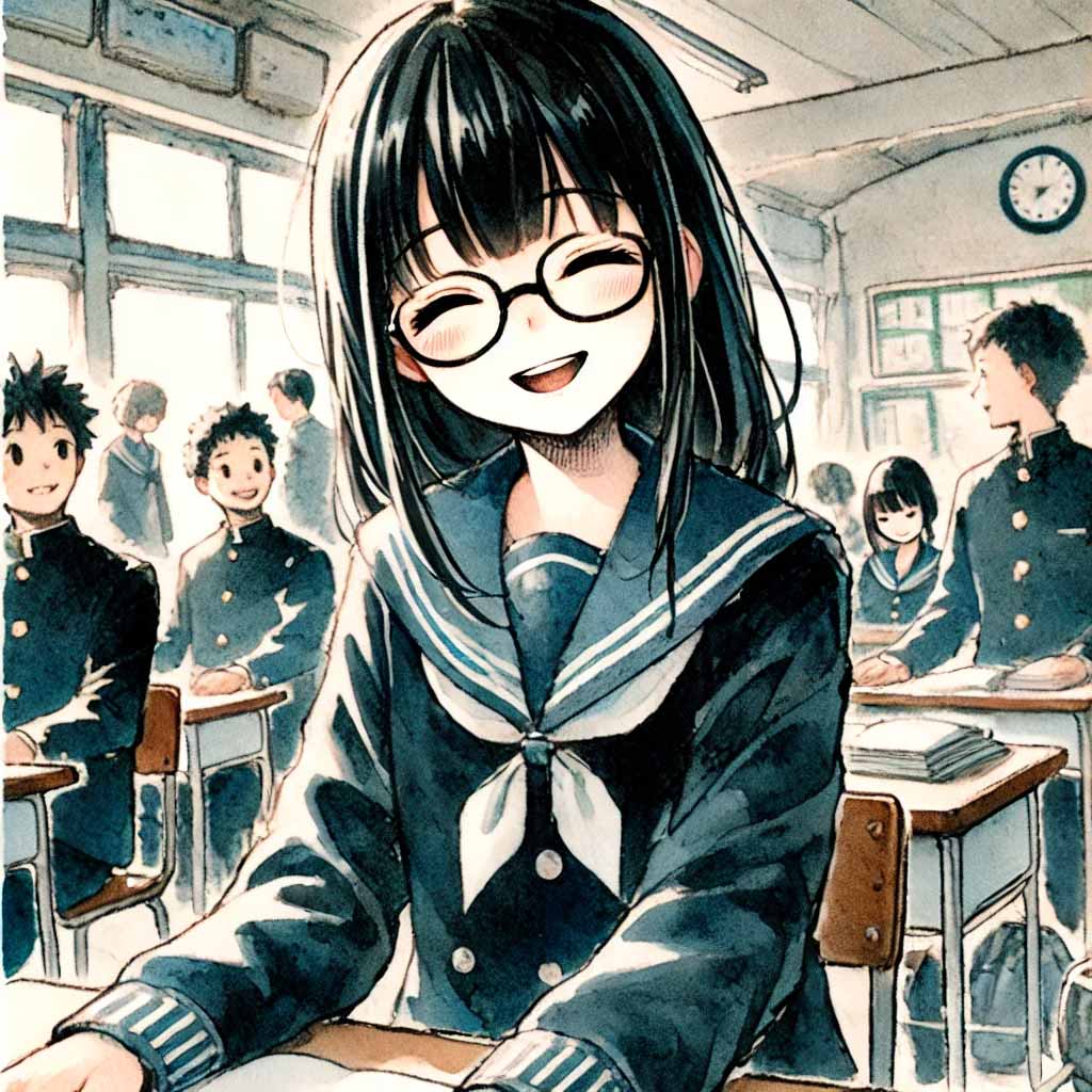 友達と話している中学生女子