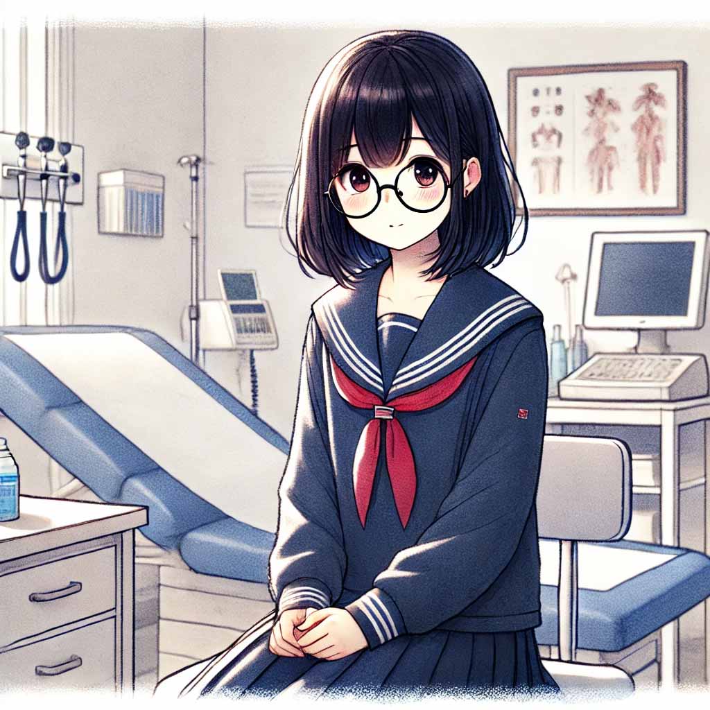 診察を受ける中学生女子