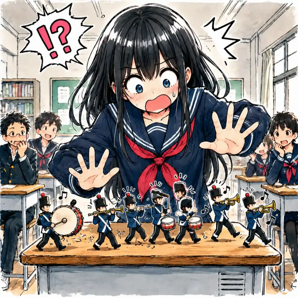 いろいろな音が鳴り出し焦る女子