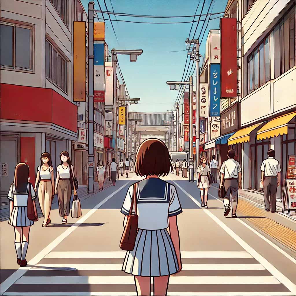 一人で帰る中学生女子