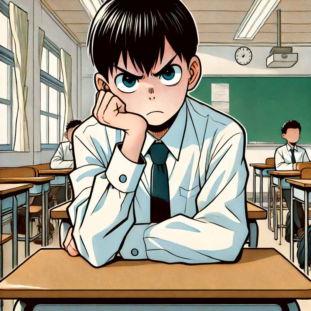 怒っている中学生男子