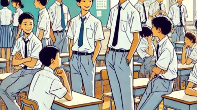 教室の中　中学生たち