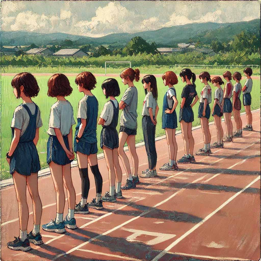 コースをよく見ている女子選手